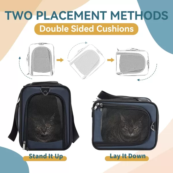 Petsfit TSA Approved Pet Carrier for Small Cats DogsTwoWay Placement Cat Carrier for Cat Small Animals with Removable Soft Padding on 2 Sides 19 x 9 x 12 Inches NavyNavy