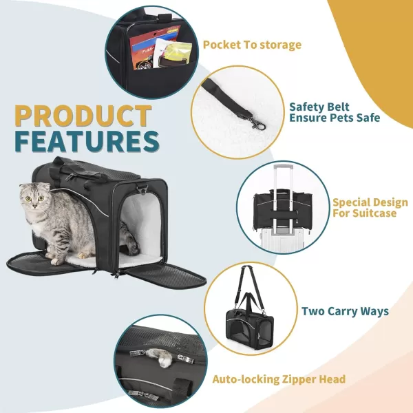 Petsfit TSA Approved Pet Carrier for Small Cats DogsTwoWay Placement Cat Carrier for Cat Small Animals with Removable Soft Padding on 2 Sides 19 x 9 x 12 Inches NavyBlack