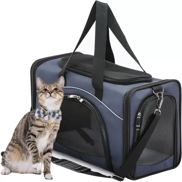 Petsfit TSA Approved Pet Carrier for Small Cats DogsTwoWay Placement Cat Carrier for Cat Small Animals with Removable Soft Padding on 2 Sides 19 x 9 x 12 Inches NavyNavy