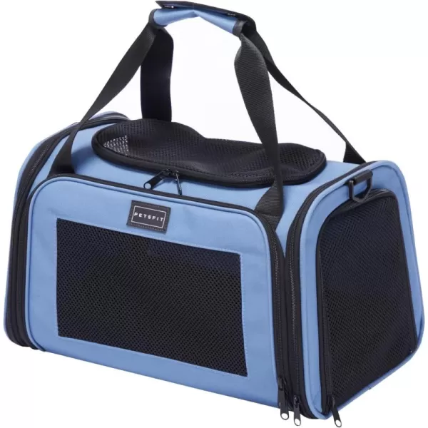 PETSFIT Cat Carrier Pet Carrier Airline Approved Cat Travel Carrier for Small and Medium Cats Under 12 Lbs Soft Sided Kitten Carrier with Cozy Extendable Mat Cat Carrier Bag PinkBlue