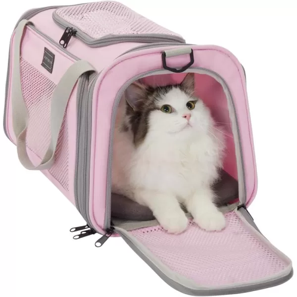 PETSFIT Cat Carrier Pet Carrier Airline Approved Cat Travel Carrier for Small and Medium Cats Under 12 Lbs Soft Sided Kitten Carrier with Cozy Extendable Mat Cat Carrier Bag PinkPink