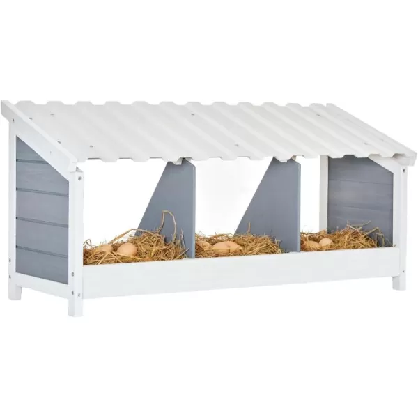 PETSFIT Triple Chicken Nesting Box Chicken Coop Accessories with PVC Roofing Versatile Use Wood Nesting Boxes for Hens Easy to AssemblePVC Triple