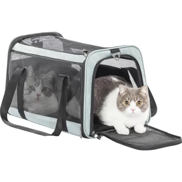 Petsfit 18 x 11 x 11 Airline Approved Pet Carrier Upgraded Patented Car Buckle Soft Sided Cat Carrier 4 Side Ventilated with Adjustable Shoulder Straps and Soft CushionBlueCyanblue