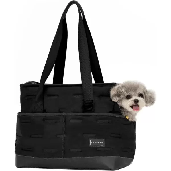 Petsfit Small Dog Carrier Purse Portable Pet Carrier Tote Cat Carrier with Pockets Adjustable Safety Leash Poop Dispenser Waterproof TPU BottomKhakiBlack