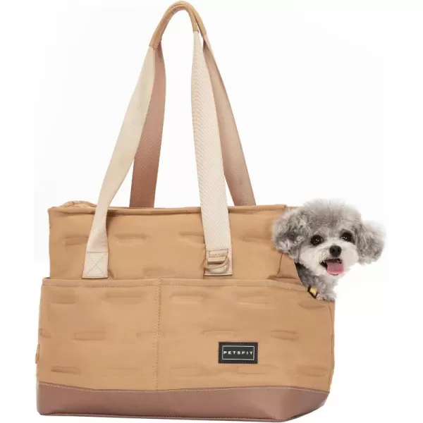 Petsfit Small Dog Carrier Purse Portable Pet Carrier Tote Cat Carrier with Pockets Adjustable Safety Leash Poop Dispenser Waterproof TPU BottomKhakiKhaki