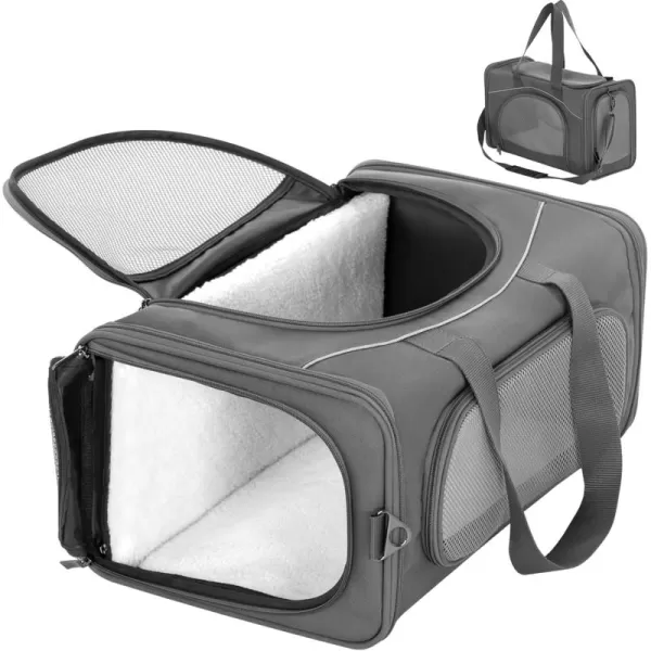 Petsfit TSA Approved Pet Carrier for Small Cats DogsTwoWay Placement Cat Carrier for Cat Small Animals with Removable Soft Padding on 2 Sides 19 x 9 x 12 Inches NavyGrey