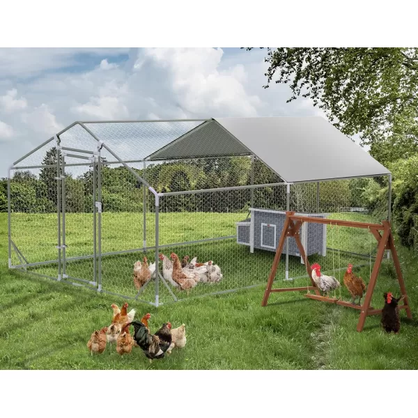 PETSFIT Metal Chicken Coop with AntiRust Durable Steel ampamp 420D AntiUltraviolet Waterproof Cover Large Walkin Poultry Cage Chicken Hen House for Outdoor Farm Use118quotx79quotx768quotSpire Room