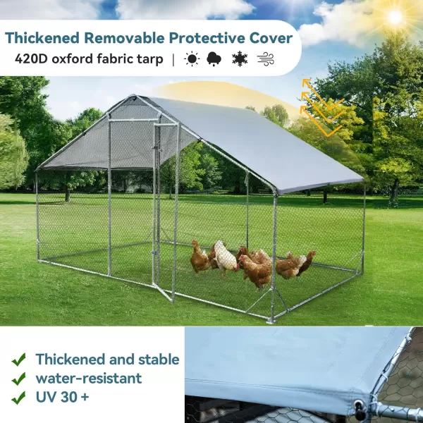 PETSFIT Metal Chicken Coop with AntiRust Durable Steel ampamp 420D AntiUltraviolet Waterproof Cover Large Walkin Poultry Cage Chicken Hen House for Outdoor Farm Use118quotx79quotx768quotSpire Room