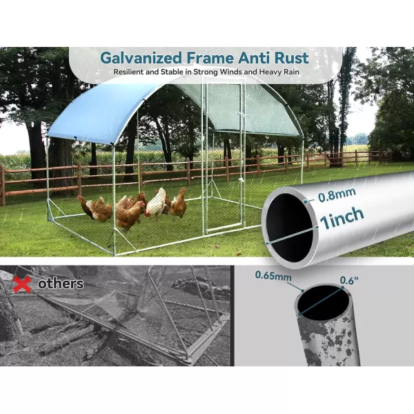 PETSFIT Metal Chicken Coop with AntiRust Durable Steel ampamp 420D AntiUltraviolet Waterproof Cover Large Walkin Poultry Cage Chicken Hen House for Outdoor Farm Use118quotx79quotx768quotDome Room