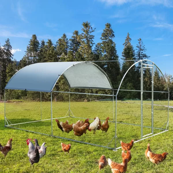 PETSFIT Metal Chicken Coop with AntiRust Durable Steel ampamp 420D AntiUltraviolet Waterproof Cover Large Walkin Poultry Cage Chicken Hen House for Outdoor Farm Use118quotx79quotx768quotDome Room