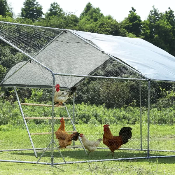 PETSFIT Metal Chicken Coop with AntiRust Durable Steel ampamp 420D AntiUltraviolet Waterproof Cover Large Walkin Poultry Cage Chicken Hen House for Outdoor Farm Use118quotx79quotx768quotMetal perch