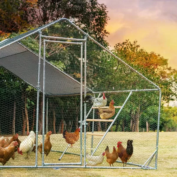 PETSFIT Metal Chicken Coop with AntiRust Durable Steel ampamp 420D AntiUltraviolet Waterproof Cover Large Walkin Poultry Cage Chicken Hen House for Outdoor Farm Use118quotx79quotx768quotMetal perch