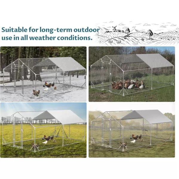 PETSFIT Metal Chicken Coop with AntiRust Durable Steel ampamp 420D AntiUltraviolet Waterproof Cover Large Walkin Poultry Cage Chicken Hen House for Outdoor Farm Use118quotx79quotx768quotSpire Room