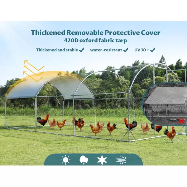 PETSFIT Metal Chicken Coop with AntiRust Durable Steel ampamp 420D AntiUltraviolet Waterproof Cover Large Walkin Poultry Cage Chicken Hen House for Outdoor Farm Use118quotx79quotx768quotDome Room