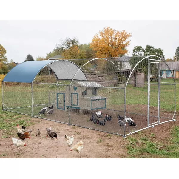 PETSFIT Metal Chicken Coop with AntiRust Durable Steel ampamp 420D AntiUltraviolet Waterproof Cover Large Walkin Poultry Cage Chicken Hen House for Outdoor Farm Use118quotx79quotx768quotDome Room