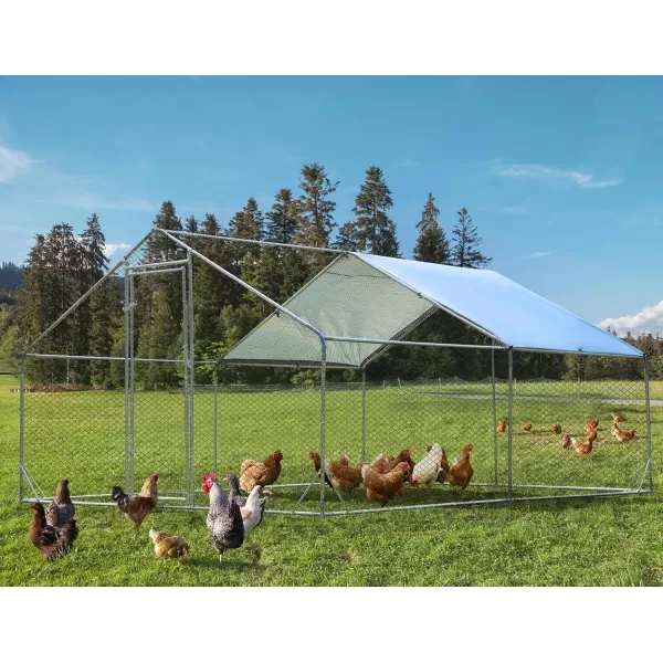 PETSFIT Metal Chicken Coop with AntiRust Durable Steel ampamp 420D AntiUltraviolet Waterproof Cover Large Walkin Poultry Cage Chicken Hen House for Outdoor Farm Use118quotx79quotx768quotSpire Room