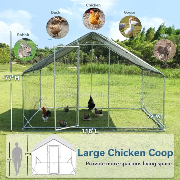 PETSFIT Metal Chicken Coop with AntiRust Durable Steel ampamp 420D AntiUltraviolet Waterproof Cover Large Walkin Poultry Cage Chicken Hen House for Outdoor Farm Use118quotx79quotx768quotSpire Room