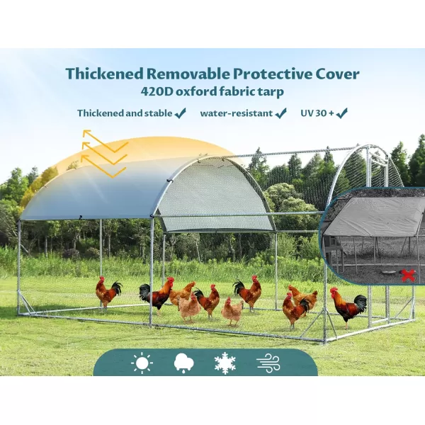 PETSFIT Metal Chicken Coop with AntiRust Durable Steel ampamp 420D AntiUltraviolet Waterproof Cover Large Walkin Poultry Cage Chicken Hen House for Outdoor Farm Use118quotx79quotx768quotDome Room