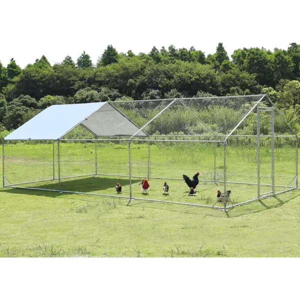 PETSFIT Metal Chicken Coop with AntiRust Durable Steel ampamp 420D AntiUltraviolet Waterproof Cover Large Walkin Poultry Cage Chicken Hen House for Outdoor Farm Use118quotx79quotx768quotSpire Room