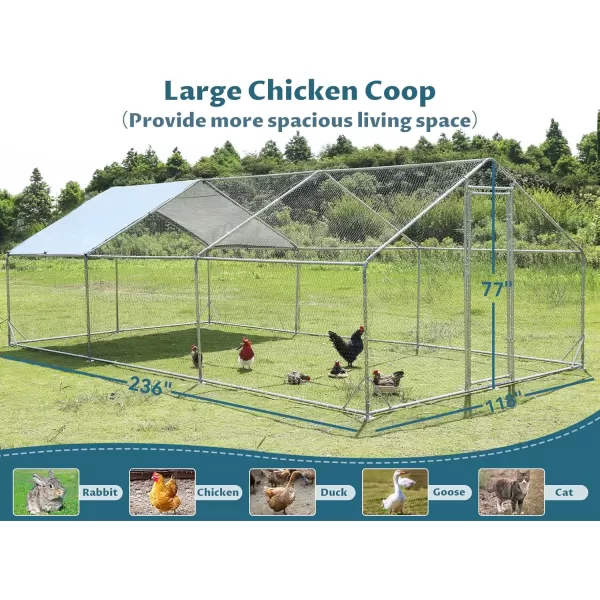 PETSFIT Metal Chicken Coop with AntiRust Durable Steel ampamp 420D AntiUltraviolet Waterproof Cover Large Walkin Poultry Cage Chicken Hen House for Outdoor Farm Use118quotx79quotx768quotSpire Room