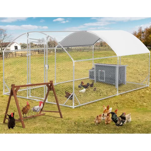 PETSFIT Metal Chicken Coop with AntiRust Durable Steel ampamp 420D AntiUltraviolet Waterproof Cover Large Walkin Poultry Cage Chicken Hen House for Outdoor Farm Use118quotx79quotx768quotDome Room