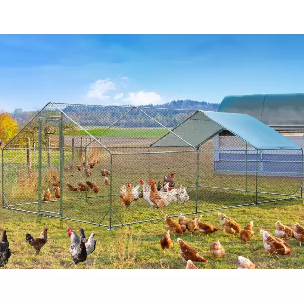 PETSFIT Metal Chicken Coop with AntiRust Durable Steel ampamp 420D AntiUltraviolet Waterproof Cover Large Walkin Poultry Cage Chicken Hen House for Outdoor Farm Use118quotx79quotx768quotSpire Room