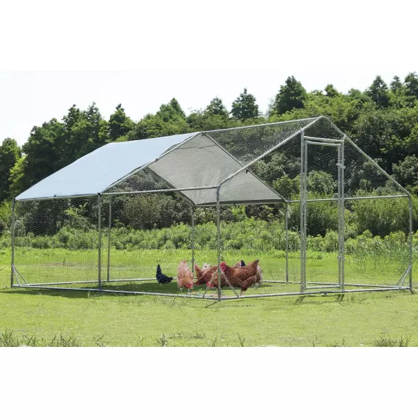 PETSFIT Metal Chicken Coop with AntiRust Durable Steel ampamp 420D AntiUltraviolet Waterproof Cover Large Walkin Poultry Cage Chicken Hen House for Outdoor Farm Use118quotx79quotx768quotSpire Room