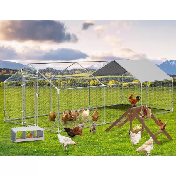 PETSFIT Metal Chicken Coop with AntiRust Durable Steel ampamp 420D AntiUltraviolet Waterproof Cover Large Walkin Poultry Cage Chicken Hen House for Outdoor Farm Use118quotx79quotx768quotSpire Room