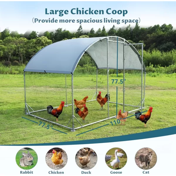 PETSFIT Metal Chicken Coop with AntiRust Durable Steel ampamp 420D AntiUltraviolet Waterproof Cover Large Walkin Poultry Cage Chicken Hen House for Outdoor Farm Use118quotx79quotx768quotDome Room