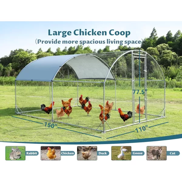 PETSFIT Metal Chicken Coop with AntiRust Durable Steel ampamp 420D AntiUltraviolet Waterproof Cover Large Walkin Poultry Cage Chicken Hen House for Outdoor Farm Use118quotx79quotx768quotDome Room