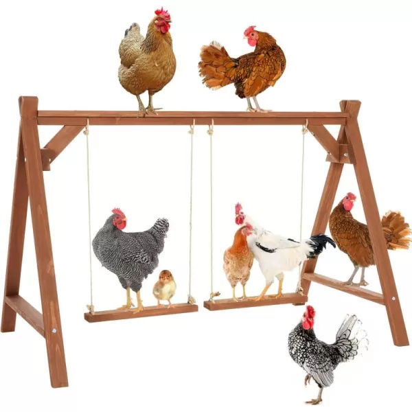 PETSFIT Chicken Roosting Bars for Hens with 2 Chicken Swings Chicken Perch for Pets Healthy ampamp Play Chicken Coop Accessories for 68 Chickens Easy to AssembleampampClean