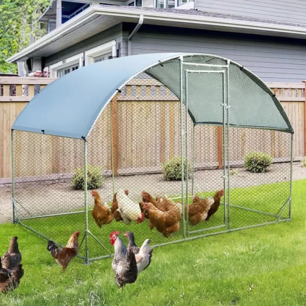 PETSFIT Metal Chicken Coop with AntiRust Durable Steel ampamp 420D AntiUltraviolet Waterproof Cover Large Walkin Poultry Cage Chicken Hen House for Outdoor Farm Use118quotx79quotx768quotDome Room