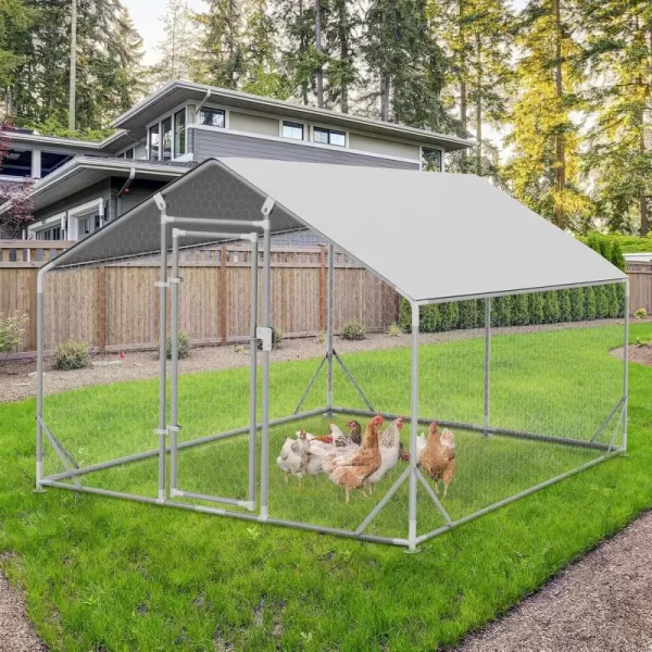 PETSFIT Metal Chicken Coop with AntiRust Durable Steel ampamp 420D AntiUltraviolet Waterproof Cover Large Walkin Poultry Cage Chicken Hen House for Outdoor Farm Use118quotx79quotx768quotSpire Room