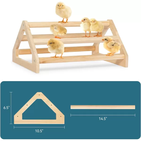 PETSFIT Chick Roosting Bar Prevent Rotation Design Solid Wooden Thicken Rooster Perch for Coop and Brooder for Birds Baby Chicks144L106W67H