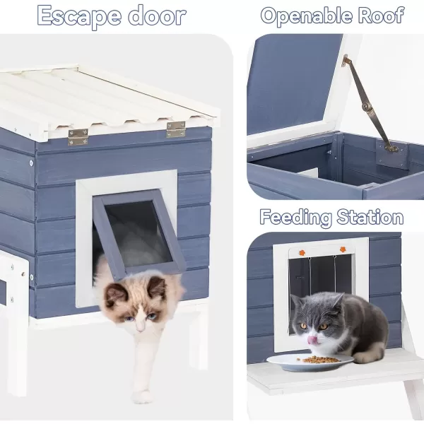 Petsfit Outdoor Cat House Weatherproof Outside Shelter for Feral Cats Rabbits Chicken Small Animal Houses ampamp Habitats Idea for Guinea Pigs Pigeons Ducks TortoisesBlue