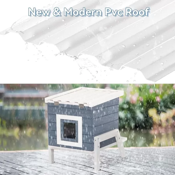 Petsfit Outdoor Cat House Weatherproof Outside Shelter for Feral Cats Rabbits Chicken Small Animal Houses ampamp Habitats Idea for Guinea Pigs Pigeons Ducks TortoisesGray