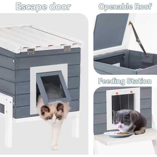 Petsfit Outdoor Cat House Weatherproof Outside Shelter for Feral Cats Rabbits Chicken Small Animal Houses ampamp Habitats Idea for Guinea Pigs Pigeons Ducks TortoisesGraySingle