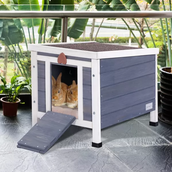 Petsfit Outdoor Cat House Weatherproof Outside Shelter for Feral Cats Rabbits Chicken Small Animal Houses ampamp Habitats Idea for Guinea Pigs Pigeons Ducks TortoisesGrey