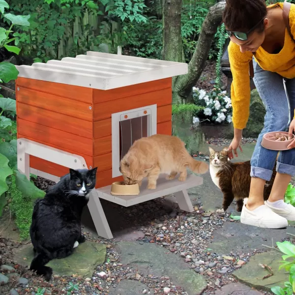 Petsfit Outdoor Cat House Weatherproof Outside Shelter for Feral Cats Rabbits Chicken Small Animal Houses ampamp Habitats Idea for Guinea Pigs Pigeons Ducks TortoisesOrange