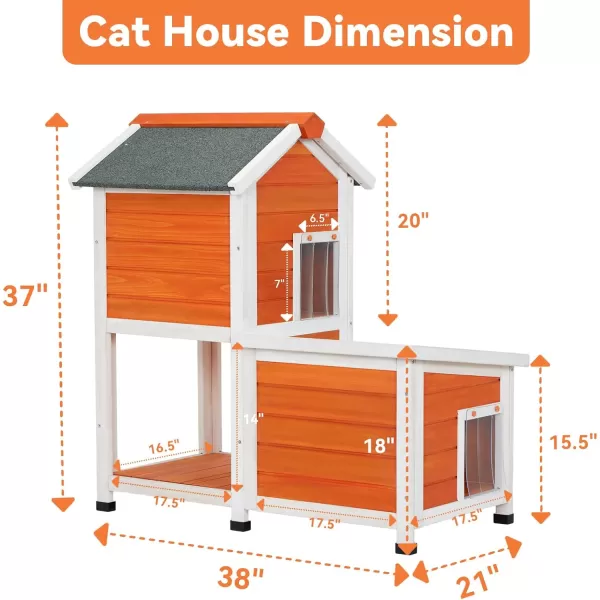 Petsfit Outdoor Cat House Weatherproof Outside Shelter for Feral Cats Rabbits Chicken Small Animal Houses ampamp Habitats Idea for Guinea Pigs Pigeons Ducks TortoisesOrange2 Stroy