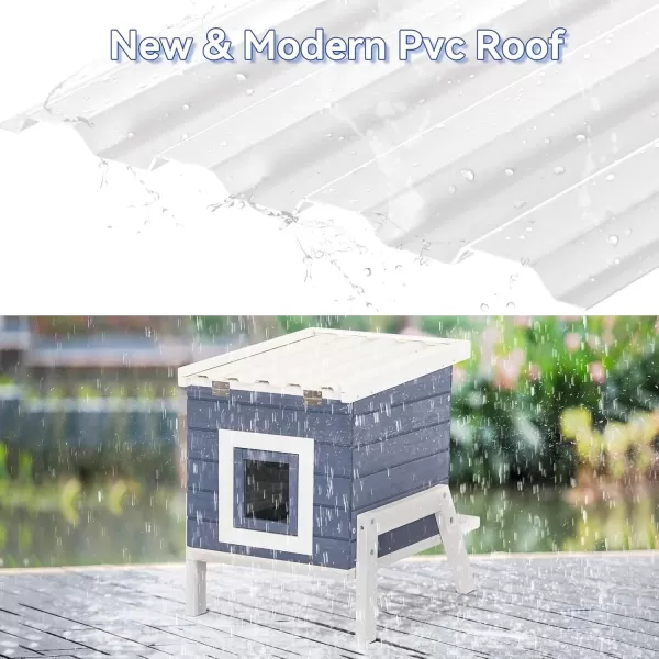 Petsfit Outdoor Cat House Weatherproof Outside Shelter for Feral Cats Rabbits Chicken Small Animal Houses ampamp Habitats Idea for Guinea Pigs Pigeons Ducks TortoisesBlue