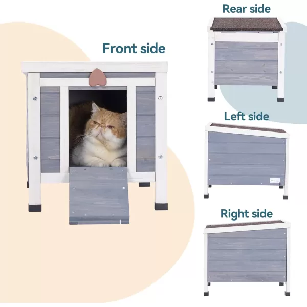 Petsfit Outdoor Cat House Weatherproof Outside Shelter for Feral Cats Rabbits Chicken Small Animal Houses ampamp Habitats Idea for Guinea Pigs Pigeons Ducks TortoisesGrey