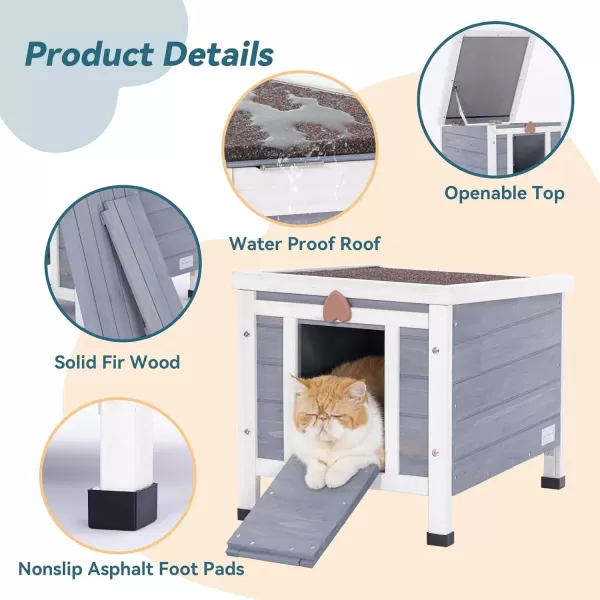 Petsfit Outdoor Cat House Weatherproof Outside Shelter for Feral Cats Rabbits Chicken Small Animal Houses ampamp Habitats Idea for Guinea Pigs Pigeons Ducks TortoisesGrey