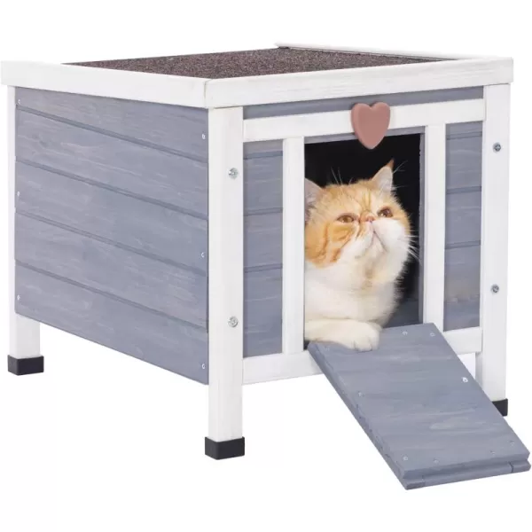 Petsfit Outdoor Cat House Weatherproof Outside Shelter for Feral Cats Rabbits Chicken Small Animal Houses ampamp Habitats Idea for Guinea Pigs Pigeons Ducks TortoisesGrey