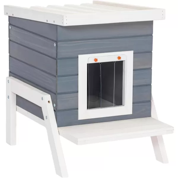 Petsfit Outdoor Cat House Weatherproof Outside Shelter for Feral Cats Rabbits Chicken Small Animal Houses ampamp Habitats Idea for Guinea Pigs Pigeons Ducks TortoisesGray