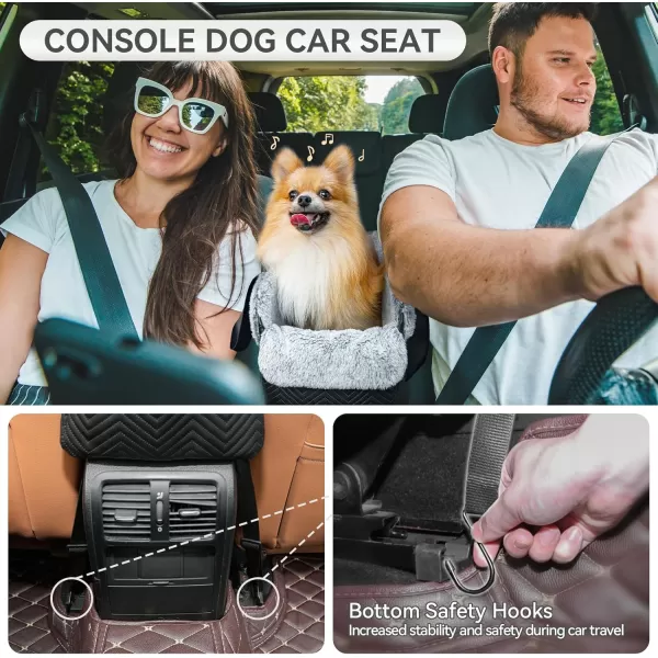 PETSFIT Center Console Dog Car Seat Portable Car Seat for Dogs with Safe Protective Hooks Luxury Dog Car Seats for Small Dogs Dog Car Carrier Includes Safety Tether for Pets Up to 12 lbs BlackBlack