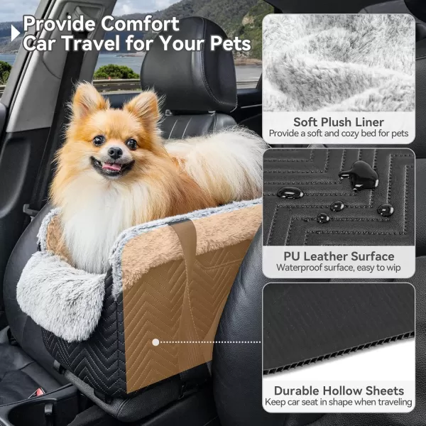 PETSFIT Center Console Dog Car Seat Portable Car Seat for Dogs with Safe Protective Hooks Luxury Dog Car Seats for Small Dogs Dog Car Carrier Includes Safety Tether for Pets Up to 12 lbs BlackBlack