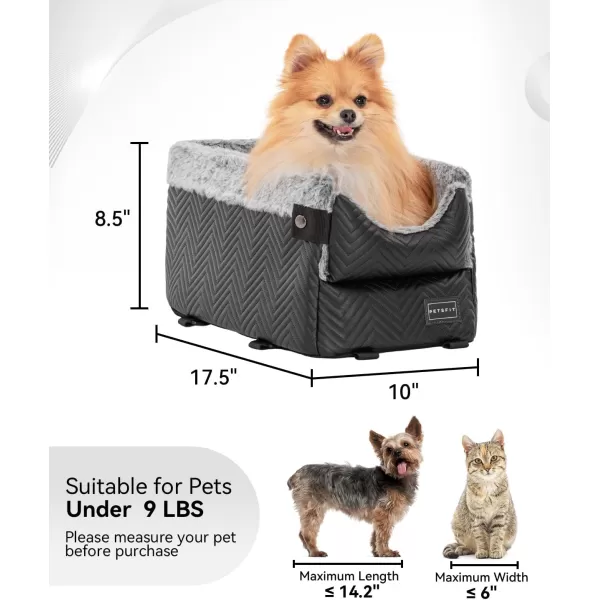 PETSFIT Center Console Dog Car Seat with Safe Protection Hooks Pet Car Seat with Upgraded Safety Tethers Washable Cushion Console Dog Car Seats for Small Dogs Deep GreyBlack