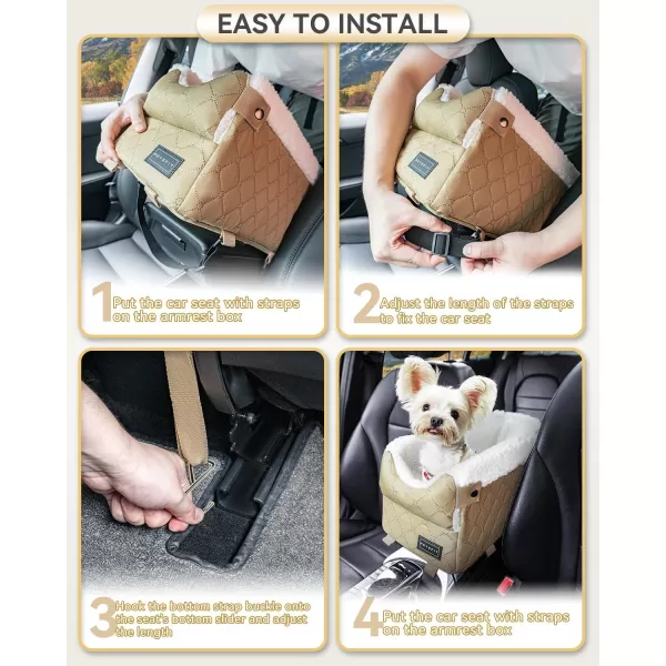 PETSFIT Center Console Dog Car Seat with Safe Protection Hooks Pet Car Seat with Upgraded Safety Tethers Washable Cushion Console Dog Car Seats for Small Dogs Deep GreyYellow