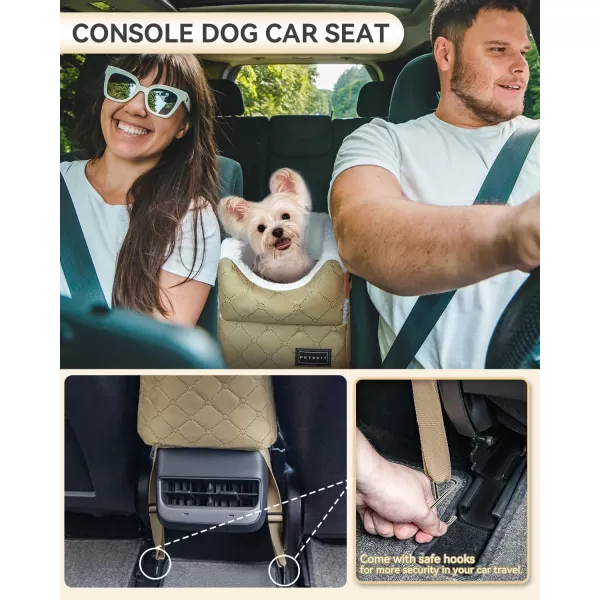 PETSFIT Center Console Dog Car Seat with Safe Protection Hooks Pet Car Seat with Upgraded Safety Tethers Washable Cushion Console Dog Car Seats for Small Dogs Deep GreyYellow